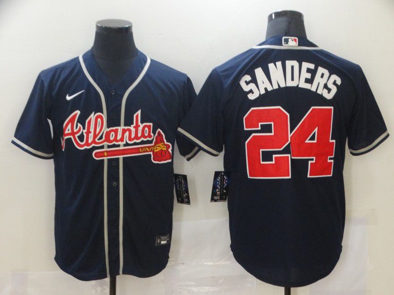 Men Atlanta Braves #24 Sanders Blue Game Nike MLB Jerseys